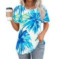 thumbnail image 1 of T-Shirts for Womens Summer New Fashion Floral Prints Top Loose Round Neck Chest Pleated Shirts Womens Casual Short Sleeve Blouses Pullover Tops, 1 of 6