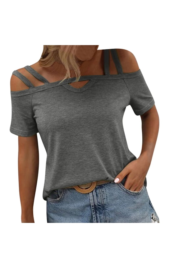 T-Shirts for women'S Fashion Casual Color Suspender Collar T-Shirt Jackets for Women Fashion