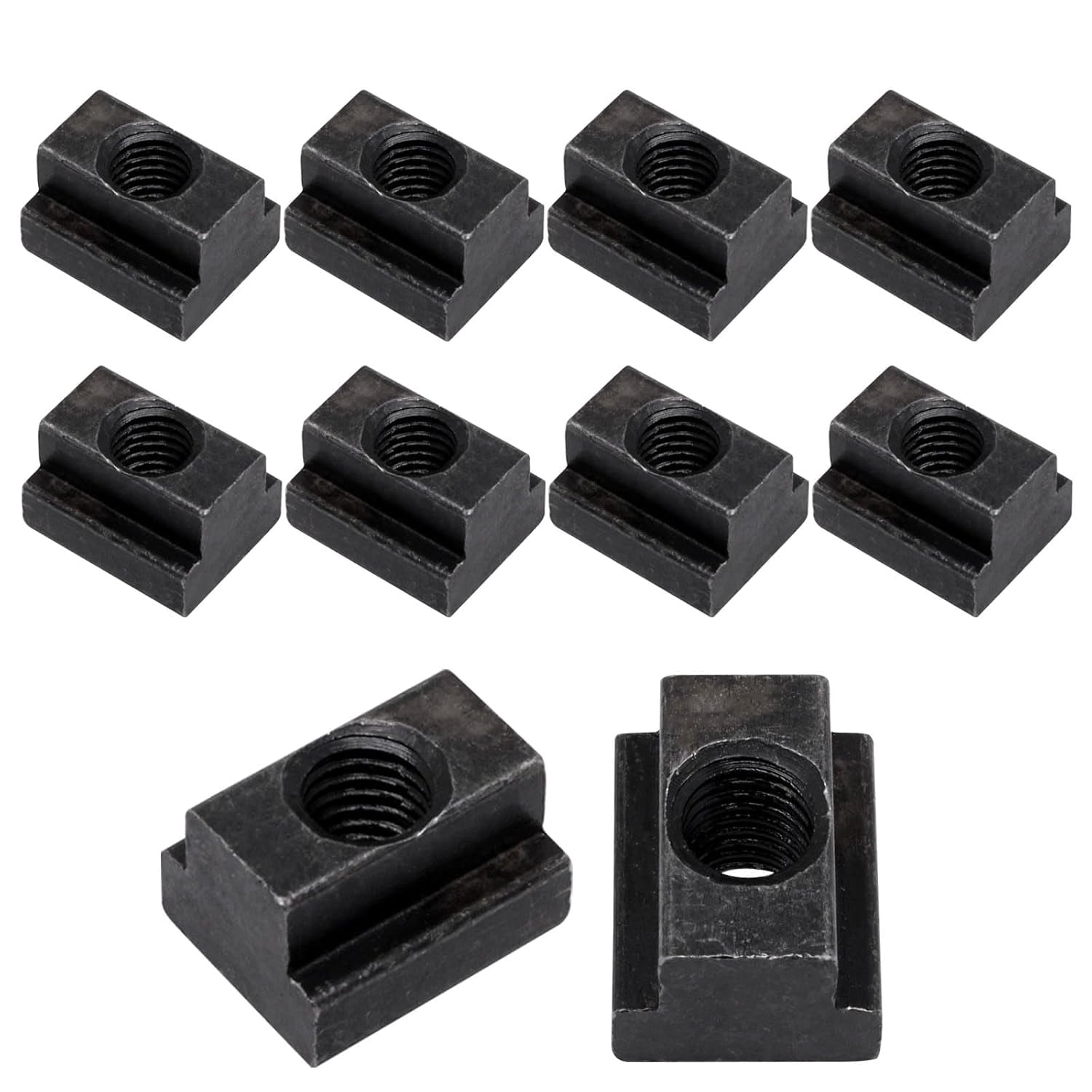 T-Slot Nuts 10 Pieces, 10 Thread Black Oxide Coated Hardware Sliding Nuts for Machine Tool Tables, 8.8 Grade