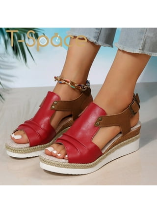 Red clearance walking sandals