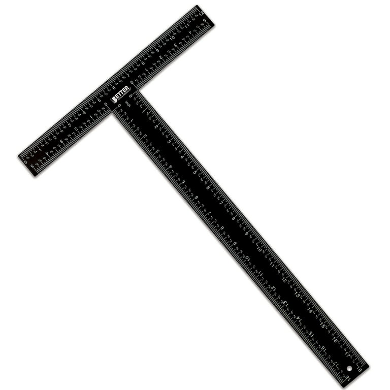 T Square, T Ruler, 18 inch Metal T Ruler Carbon Steel Ruler, Double Sided  Standard & Metric Laser Printed, by Better Office Products, Drafting Ruler
