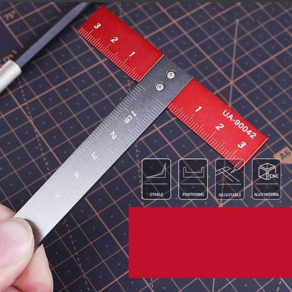 T Square Ruler, Measure Tools, Aluminum Alloy, Precise Angle UA 90042 for Drafting Tools Hobby Art Framing DIY 170Mmx85mm