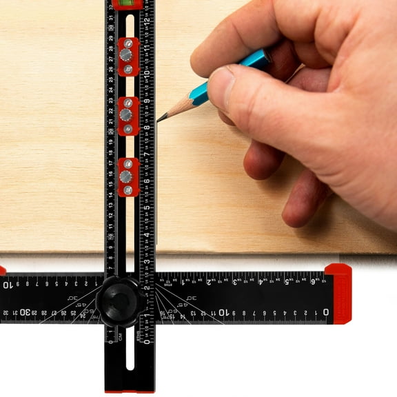 T Square Ruler Multifunctional Drilling Positioning Ruler Professional Adjustable Angle Ruler Metric and Imperial for Precision Hole Punching Angle Measurement and Marking