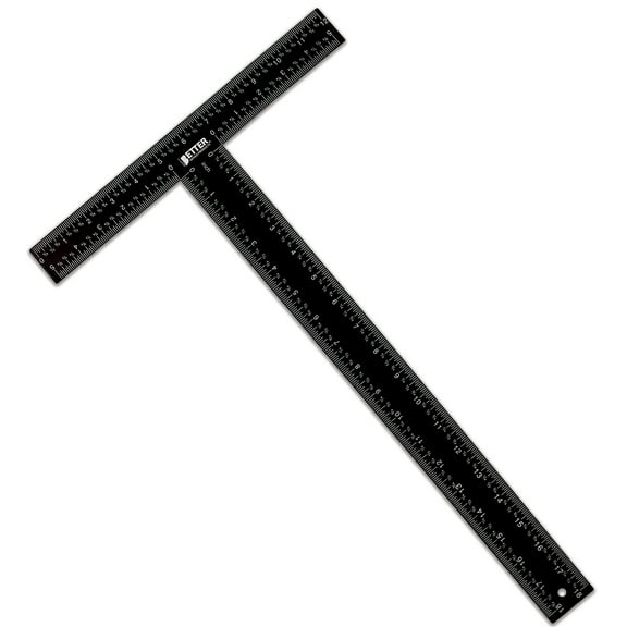 T Square, T Ruler, 18 inch Metal T Ruler Carbon Steel Ruler, Double Sided Standard & Metric Laser Printed, by Better Office Products, Drafting Ruler, Architect Ruler