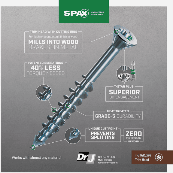T-Star MDF Trim Screw - Single Pack Construction & DIY Use, Standard Hardware Spec