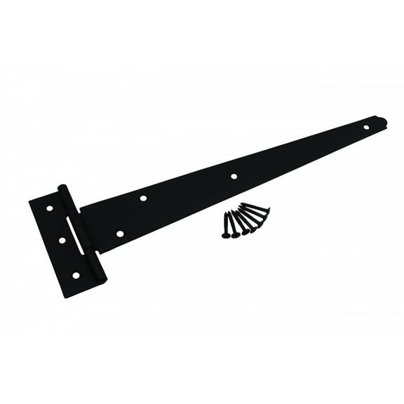 T Strap Door Hinge Black RSF Iron 13" x 3.5" 7 Screw Holes Black Powder Finish Rust Resistant Hinge Renovators Supply