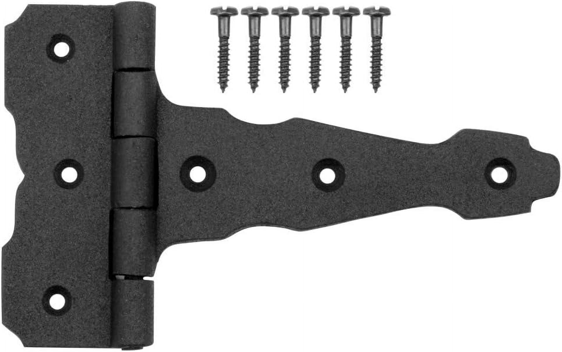 T Strap Gate Hinges With Hardware 6 1/2 In. Black Rust Resistant Cast