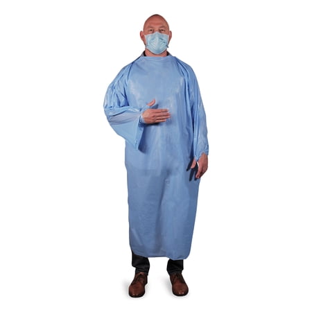 T-Style Isolation Gown LLDPE Large Light Blue 50/Carton TGOWNLP