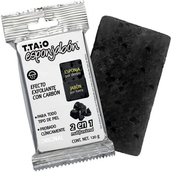 T.TAIO Soap Sponge Esponjabon Charcoal (1 Pack - Natural)