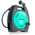 thumbnail image 1 of T TOVIA Wall Mounted Hose Reel, 3/8" 44 FT Retractable Garden Hose Reel, Household Water Pipe Storage Rack Cart with 7 Pattern Hose Nozzle for Garden Watering, Car Washing, 1 of 9