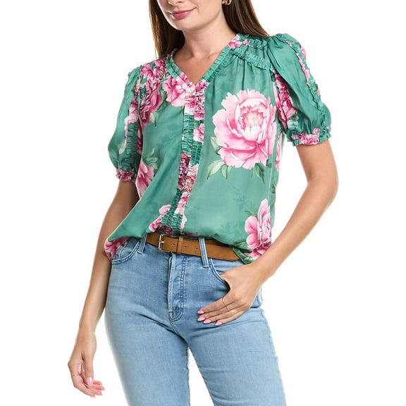 T Tahari womens Blouse, s, Green