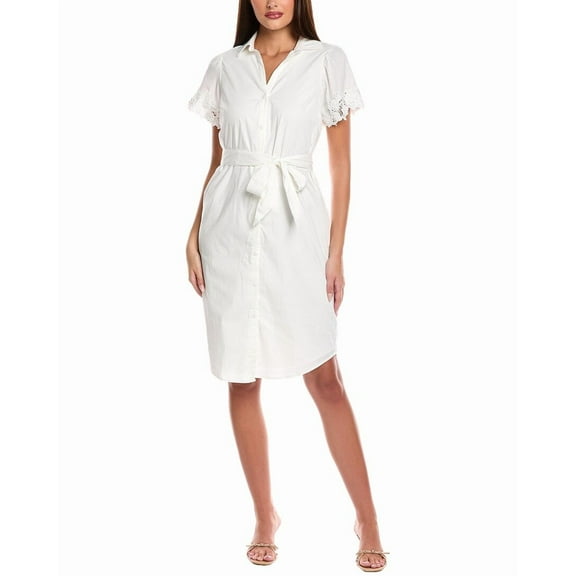T Tahari womens  Button A-Line Dress, l, White