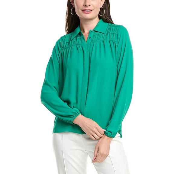 T Tahari womens Button-Down Blouse, xs, Green
