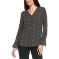 thumbnail image 1 of T Tahari womens  Button Front V-Neck Blouse, s, Black, 1 of 3
