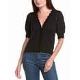 thumbnail image 1 of T Tahari womens  Crochet Short-Sleeve Cardigan, XL, Black, 1 of 3
