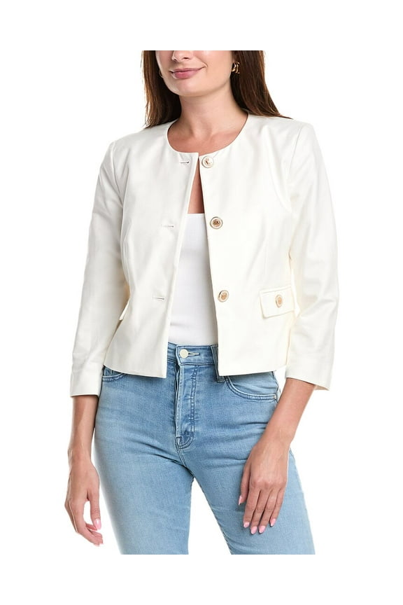 womens Cropped Jacket, 14, White
