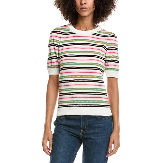 T Tahari womens Elbow Puff Sleeve Sweater, xs, Pink