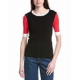 thumbnail image 1 of T Tahari womens Elbow Sleeve Colorblock Rib Pullover, xs, Black, 1 of 4