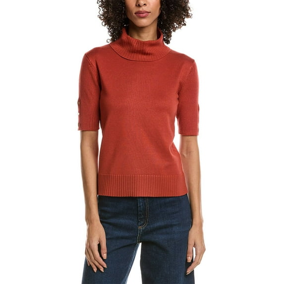 T Tahari womens Elbow Sleeve Turtleneck Sweater, xs, Brown