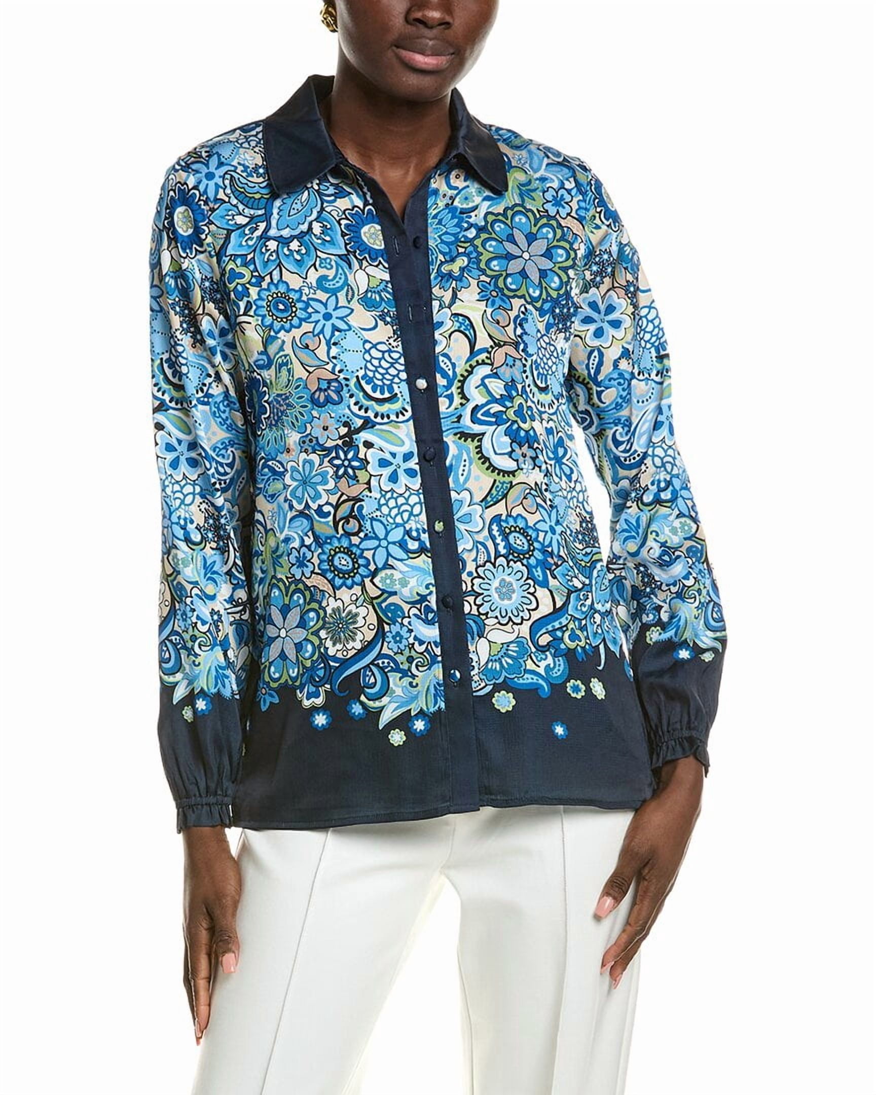 T Tahari Garden Bloom Button Down Blouse Women’s