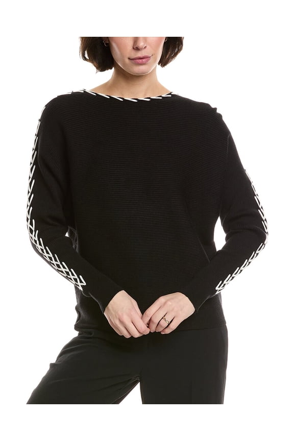 womens Horizontal Rib Sweater, xs, Black
