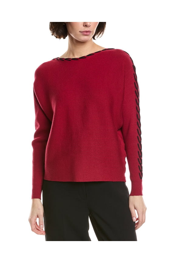 womens Horizontal Rib Sweater, xs, Red