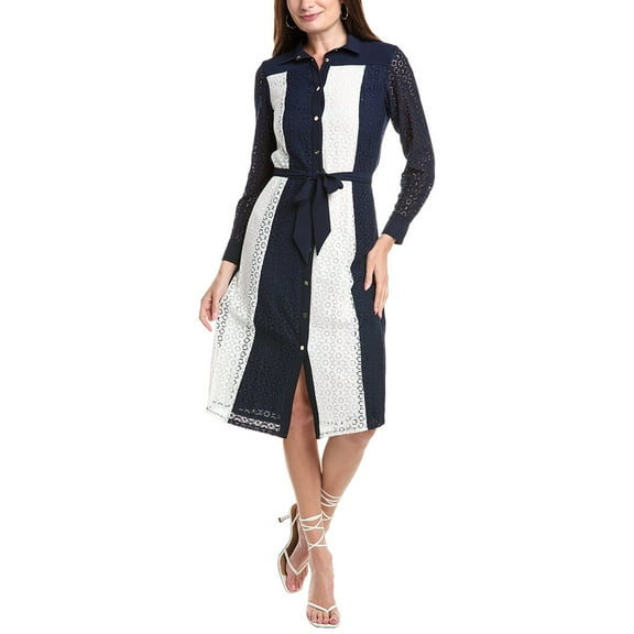 T Tahari womens  Lace Shirtdress, s, Blue