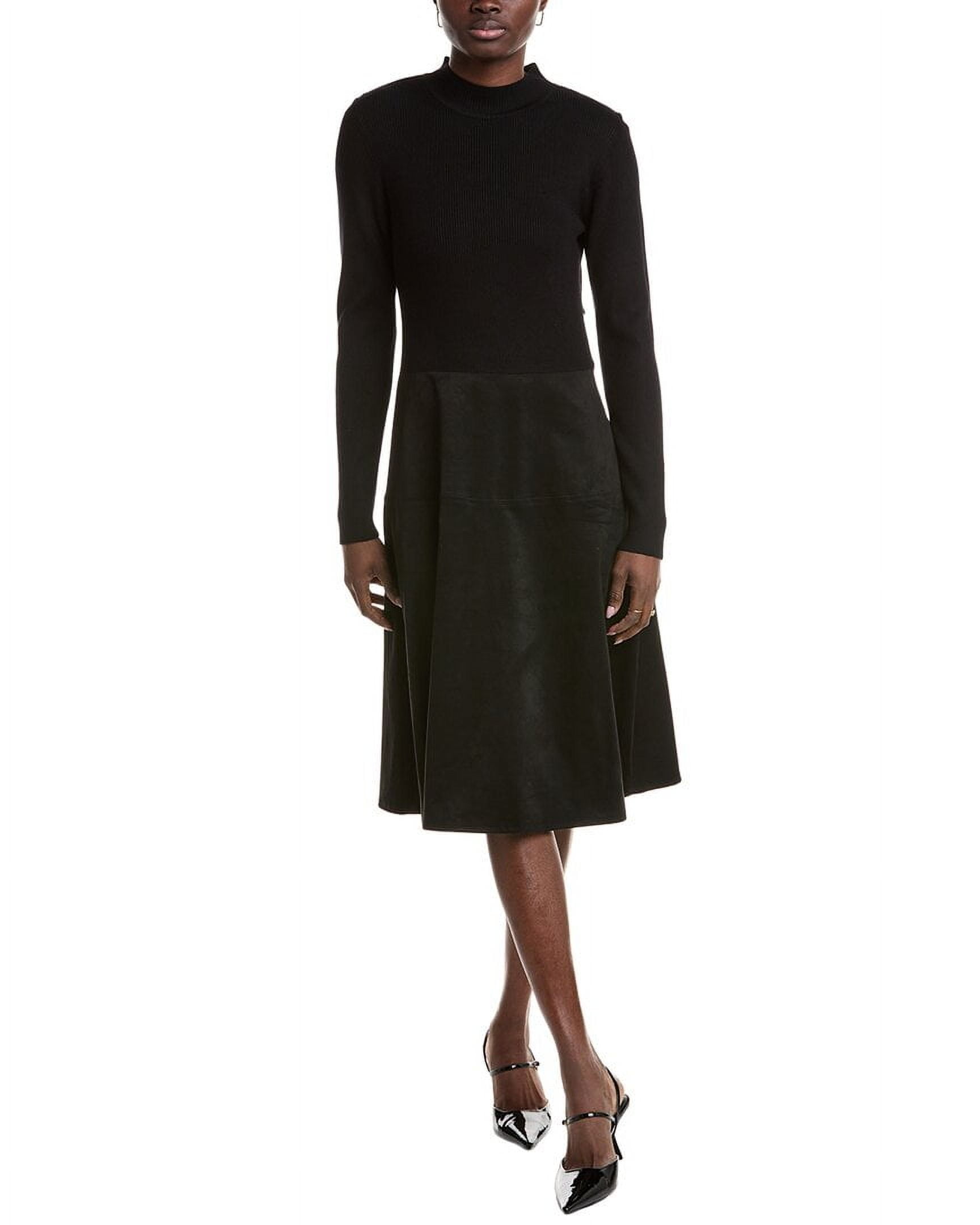 T Tahari womens Mixed Media A-Line Dress, l, Black - Walmart Business  Supplies