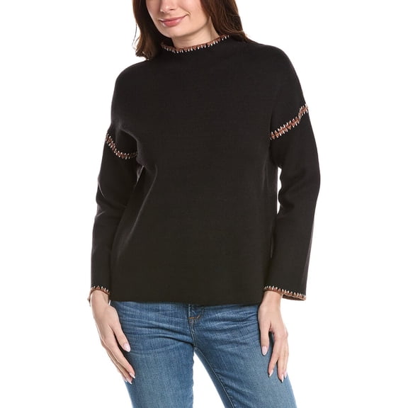 T Tahari womens  Novelty Embroidery Stitch Pullover, s, Brown