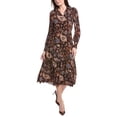 thumbnail image 1 of T Tahari womens  Peplum Hem Midi Dress, XL, Brown, 1 of 3