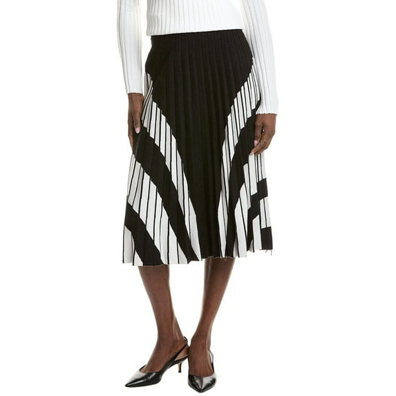 T Tahari womens Pleated Knit Mini Skirt, s, Black