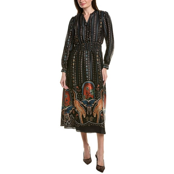 T Tahari womens  Printed Midi Dress, s, Blue