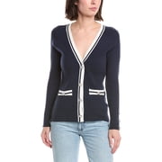 T Tahari womens Rib Button Front Cardigan, xs, Navy