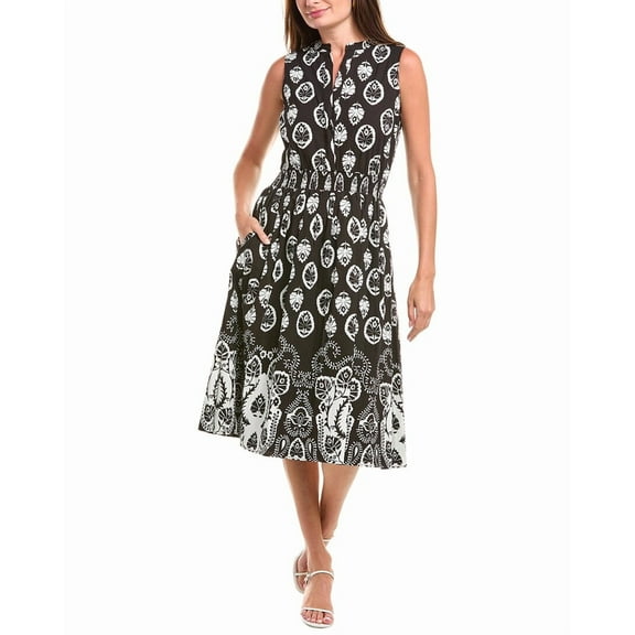 T Tahari womens  Smocked Waist Midi Dress, xs, Black