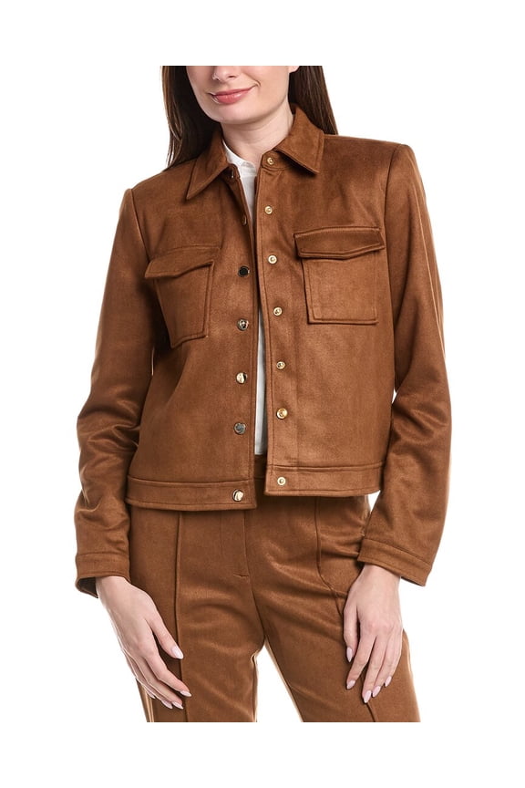 womens Snap Jacket, XL, Brown