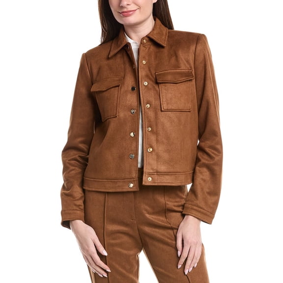 T Tahari womens  Snap Jacket, l, Brown