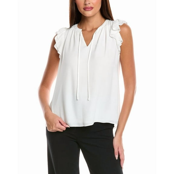 T Tahari womens  Solid Woven Blouse, xs, White