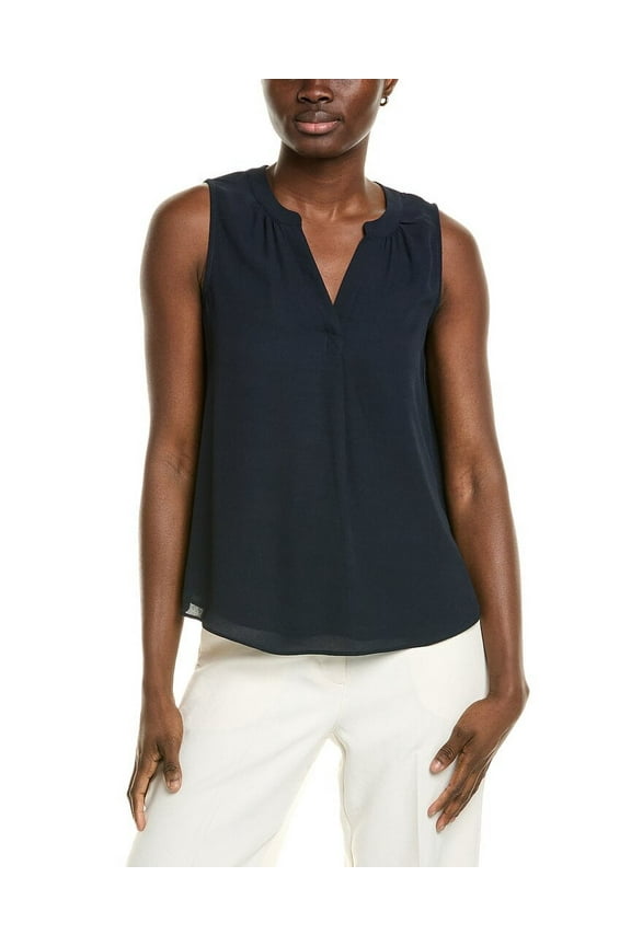 womens Split Neck Blouse, s, Blue