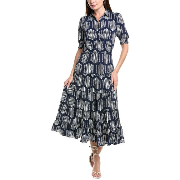 T Tahari womens Tiered Maxi Dress, xs, Blue