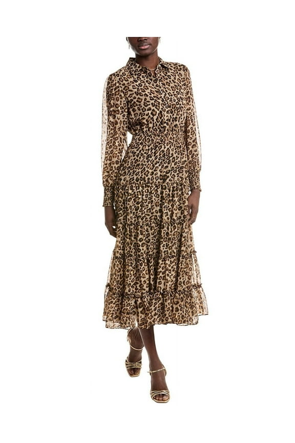 womens Tiered Maxi Dress, xs, Brown