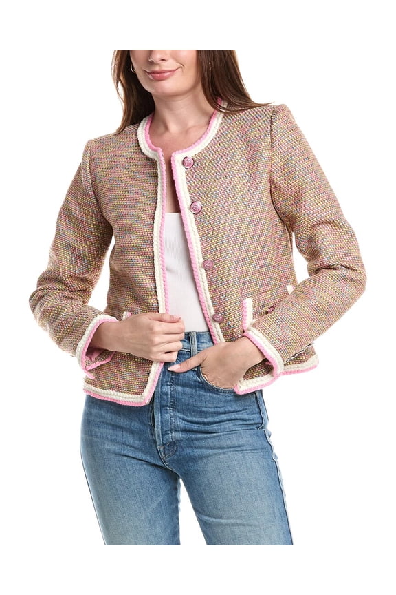 womens Tweed Jacket, l, Pink