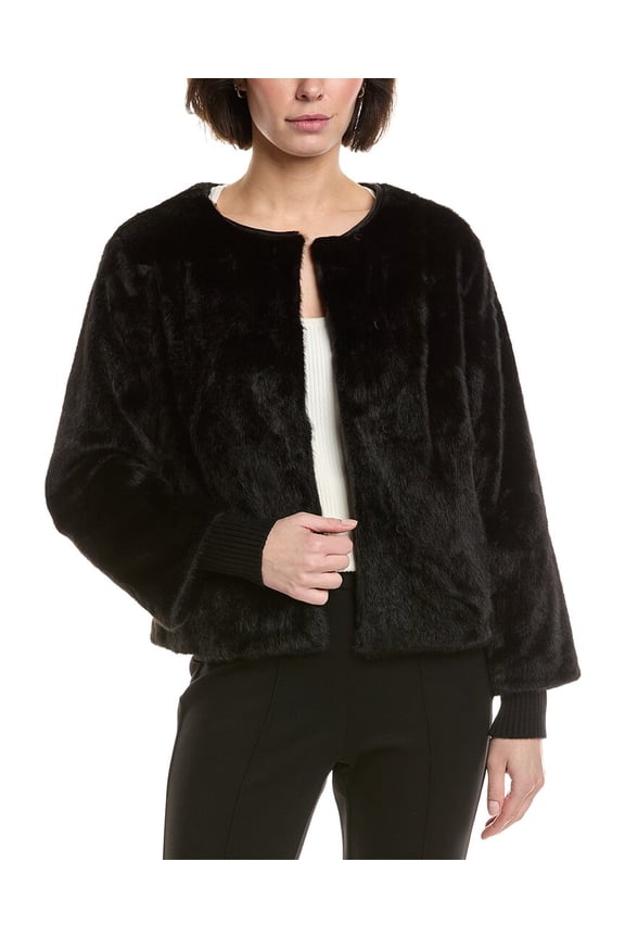 womens  Vegan-Fur Jacket, s, Black