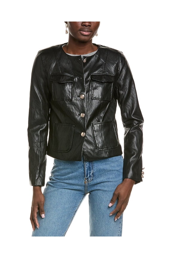 womens Vegan Leather Jacket, m, Black
