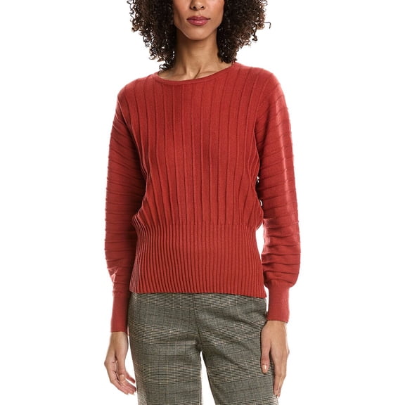 T Tahari womens  Vertical Rib Dolman Sleeve Sweater, s, Brown