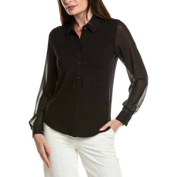 T Tahari womens Woven Blouse, xs, Black
