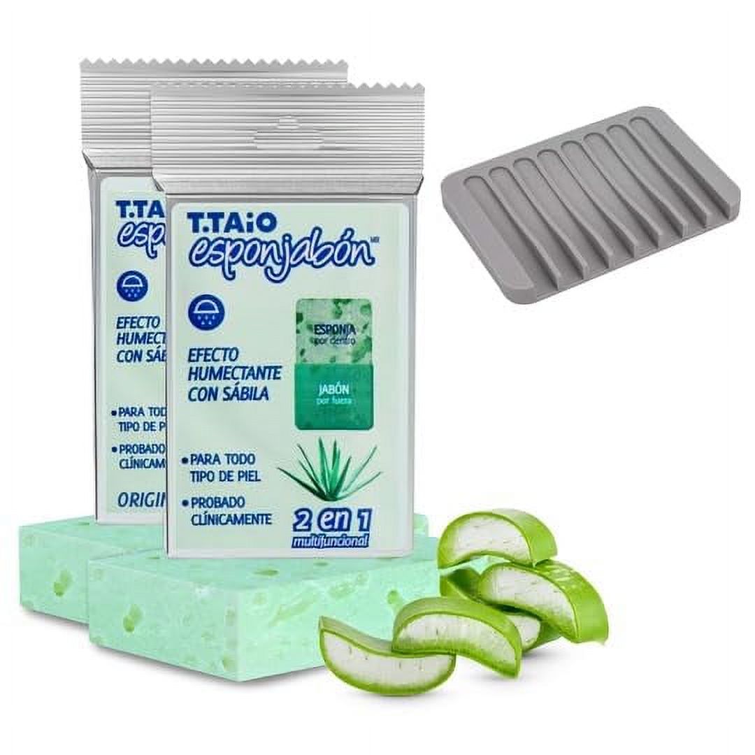 T.Taio Esponjabon Aloe Vera SE33 Soap Sponge 2Pack Bundled with Soap