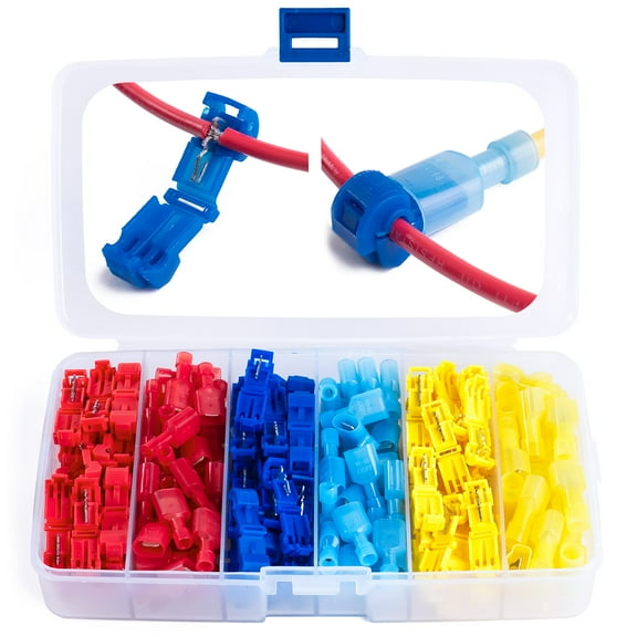 T Tap Wire Connectors Kit 120 PCS Electrical Connectors Kit, Spade Terminals, Quick Splice Disconnect Wire Taps Fits 22-10 AWG Wire for Automotive, LED, Boat, Trailer Wiring