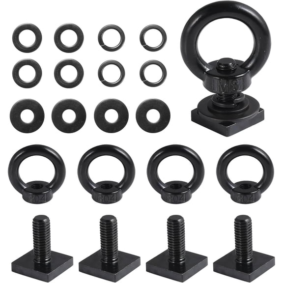 T Track Mount Tie Down Anchor for Roof Rack, M8 Heavy Duty Ring Shaped Eye Bolt, Stainless Steel T Bolt Eye Nut Tie Down Rings for Holding Bungee Cord, Ropes, Hooks
