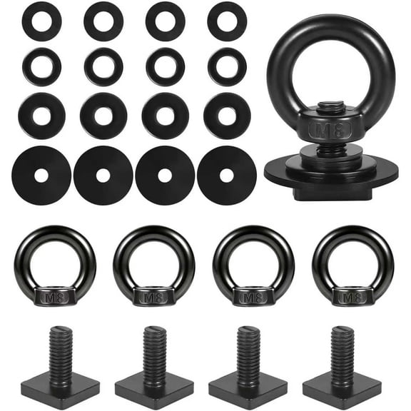 T Track Mount Tie Down Anchor for Roof Rack, M8 Heavy Duty Ring Shaped Eye Bolt, Stainless Steel T Bolt Eye Nut Tie Down Rings for Holding Bungee Cord, Ropes, Hooks