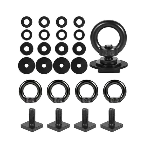 T Track Mount Tie Down Anchor for Roof Rack, M8 Heavy Duty Ring Shaped Eye Bolt, Stainless Steel T Bolt Eye Nut Tie Down Rings for Holding Bungee Cord, Ropes, Hooks